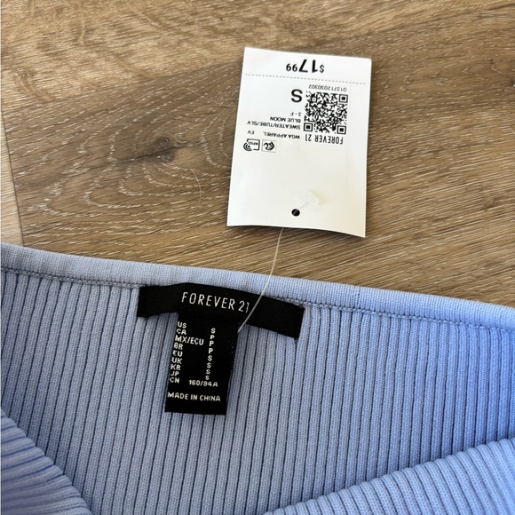 Periwinkle Blue Ribbed Strapless Top - Picture 4 of 5